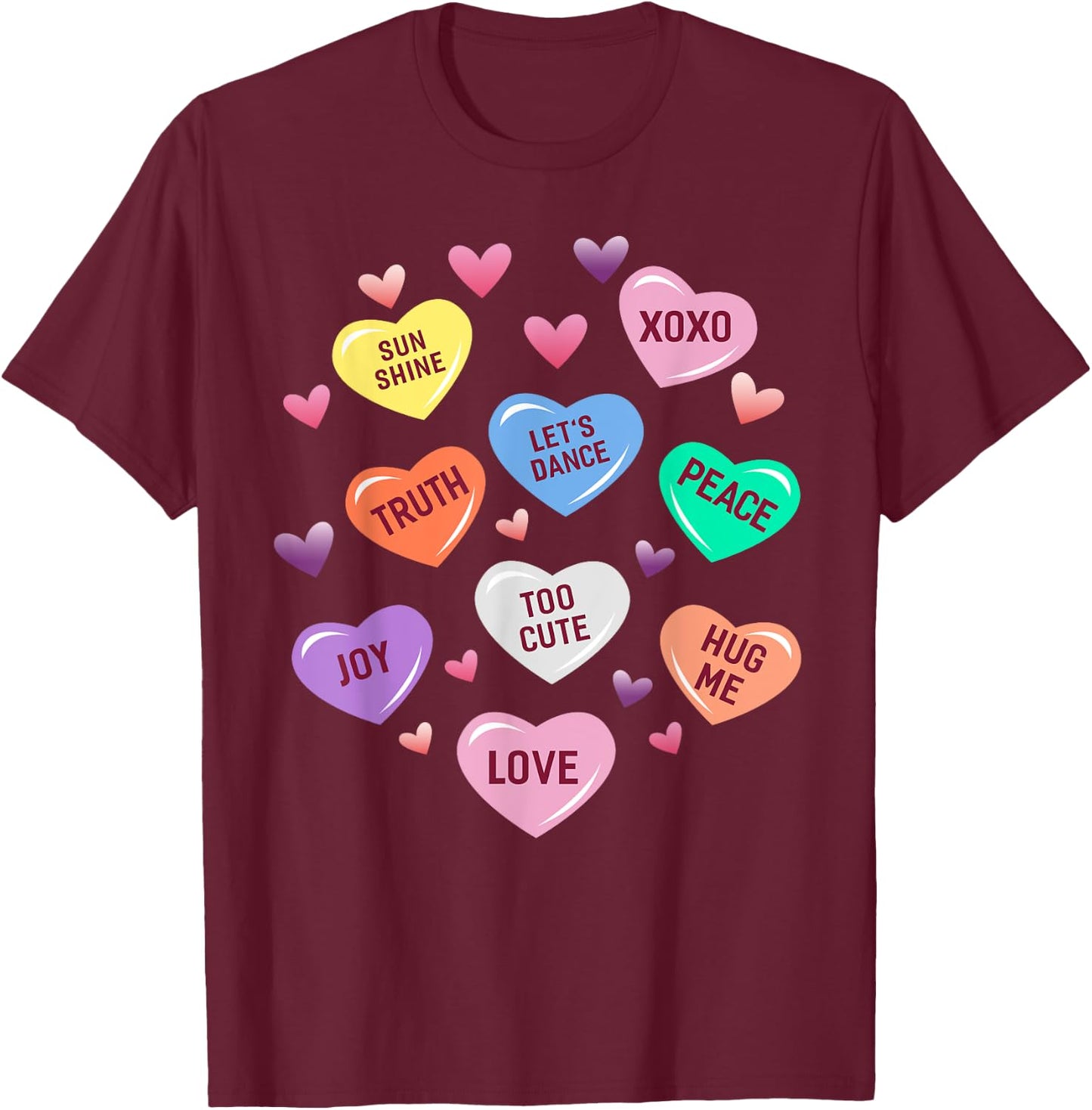 Valentine's Day Heart Candy Design Woman & Kids T-Shirt - T-Shirt | Maroon