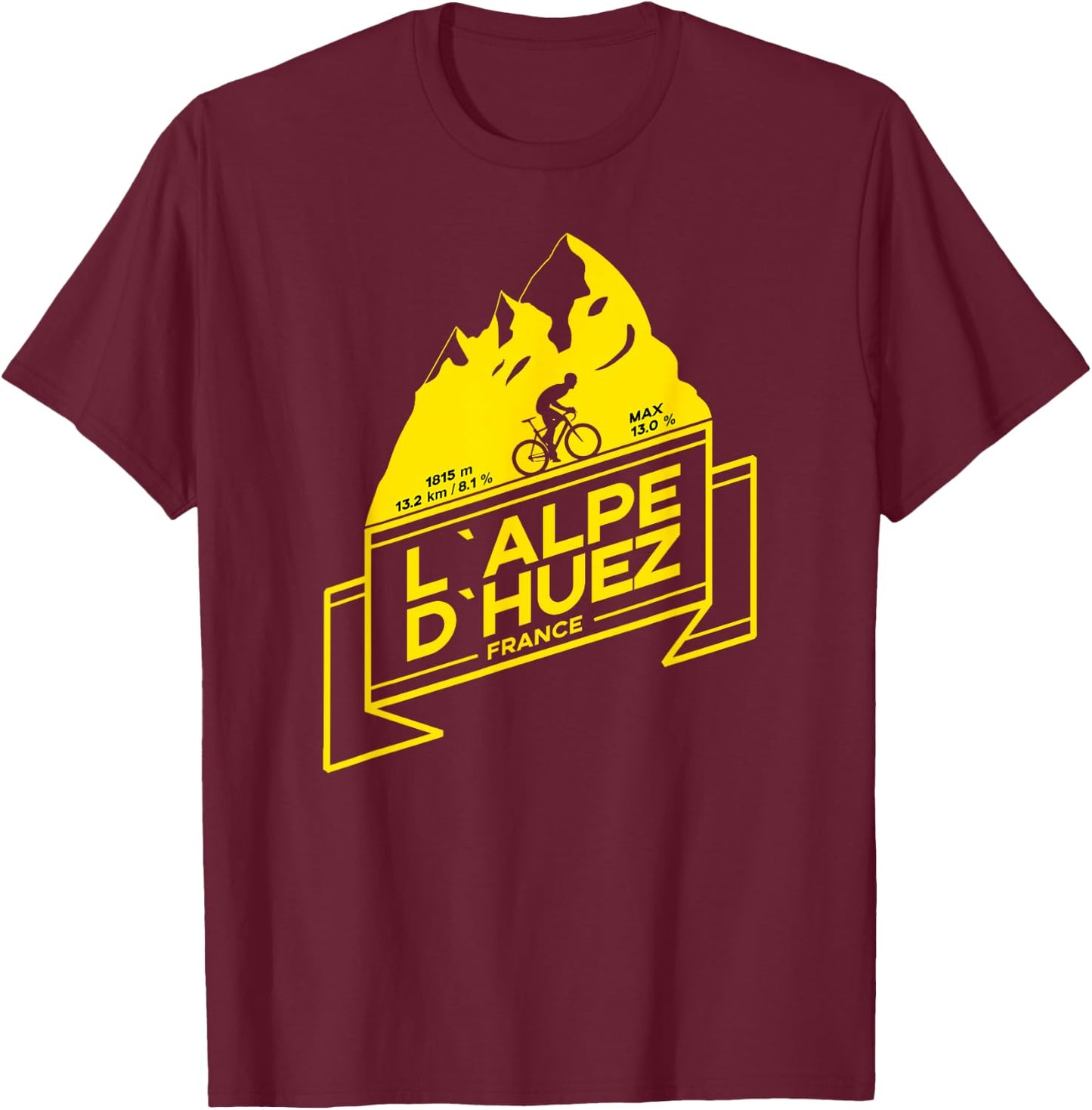 L'Alpe D'Huez Road Cycling Mountain Climb Shirt T-Shirt - T-Shirt | Maroon