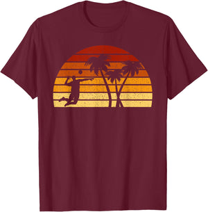 Vintage Sun Volleyball Gift Volleyball Players T-Shirt - T-Shirt | Maroon