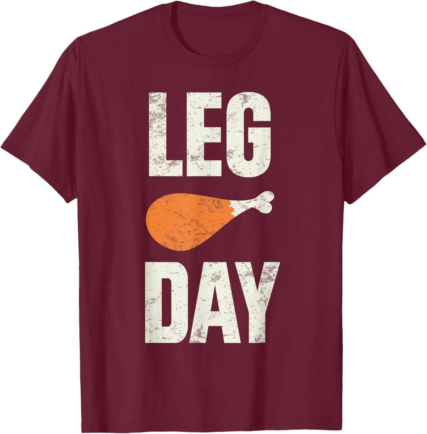 Funny Thanksgiving Leg Day Turkey Retro Black Short Sleeve -Adults Kids Small T-Shirt - T-Shirt | Maroon
