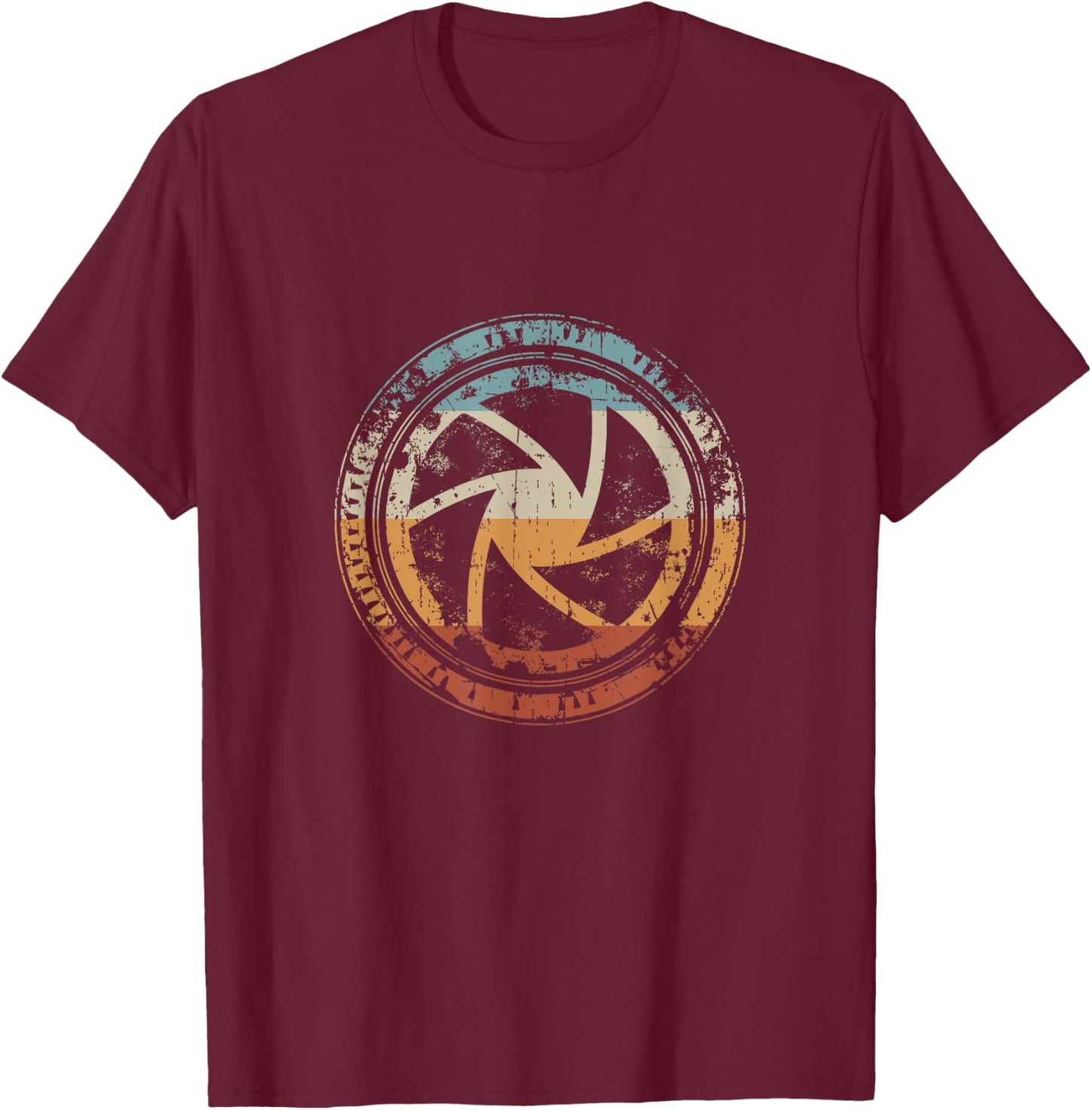 Vintage Camera lens aperture Iris icon for photographer T-Shirt - T-Shirt | Maroon