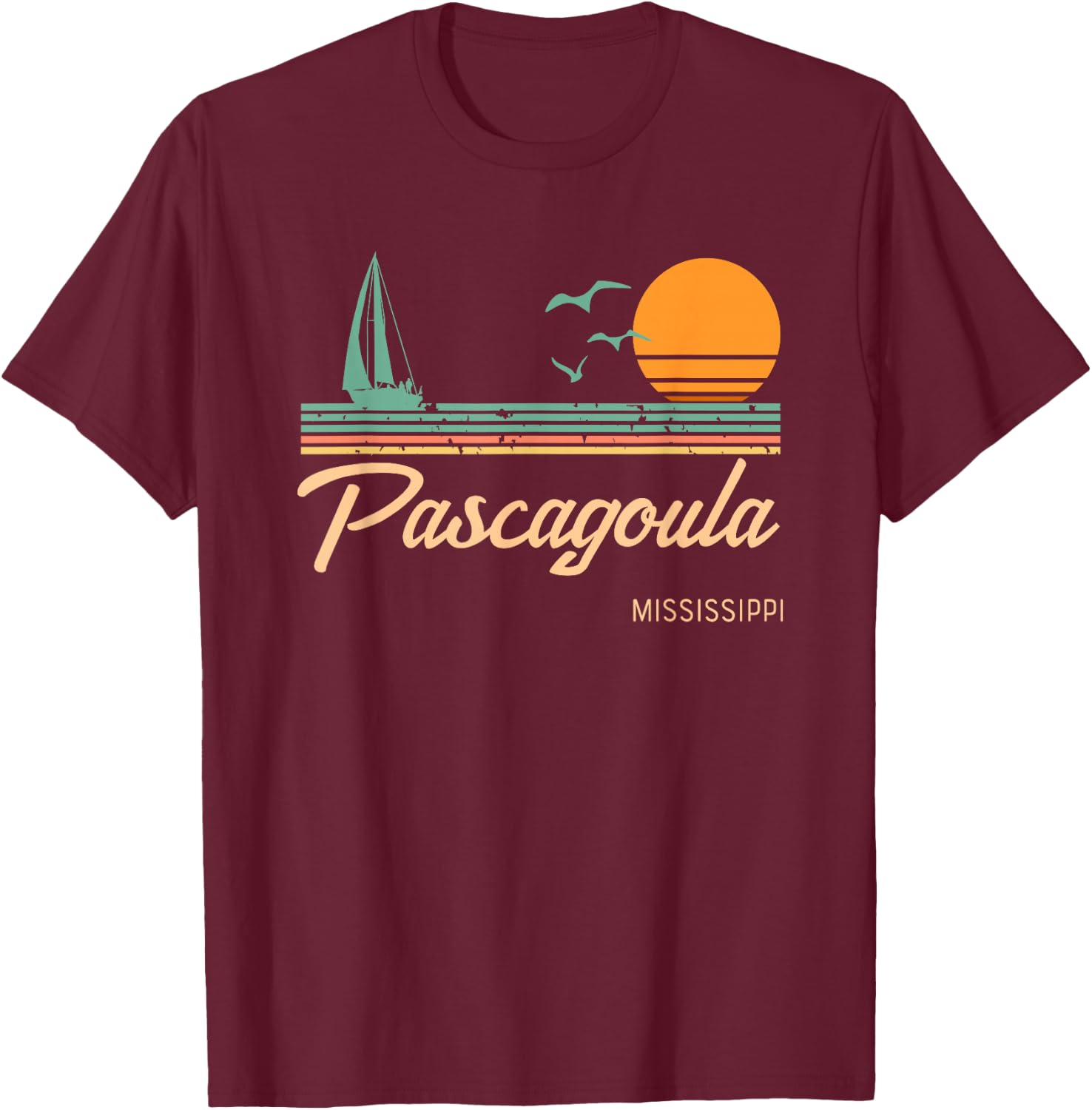 Vintage Pascagoula Mississippi T-Shirt - T-Shirt | Maroon