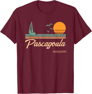 Vintage Pascagoula Mississippi T-Shirt - T-Shirt | Maroon