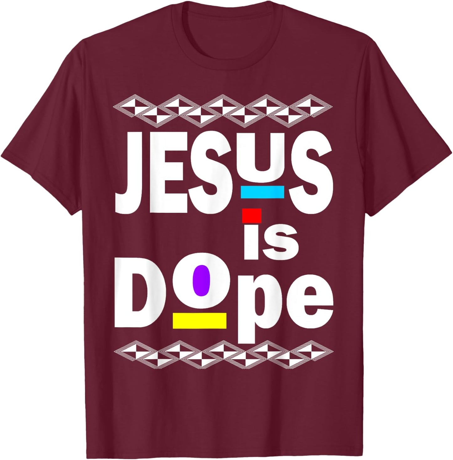 Jesus Is Dope Hip Hop 90s Inspired Afro Design for Christian T-Shirt - T-Shirt | Maroon