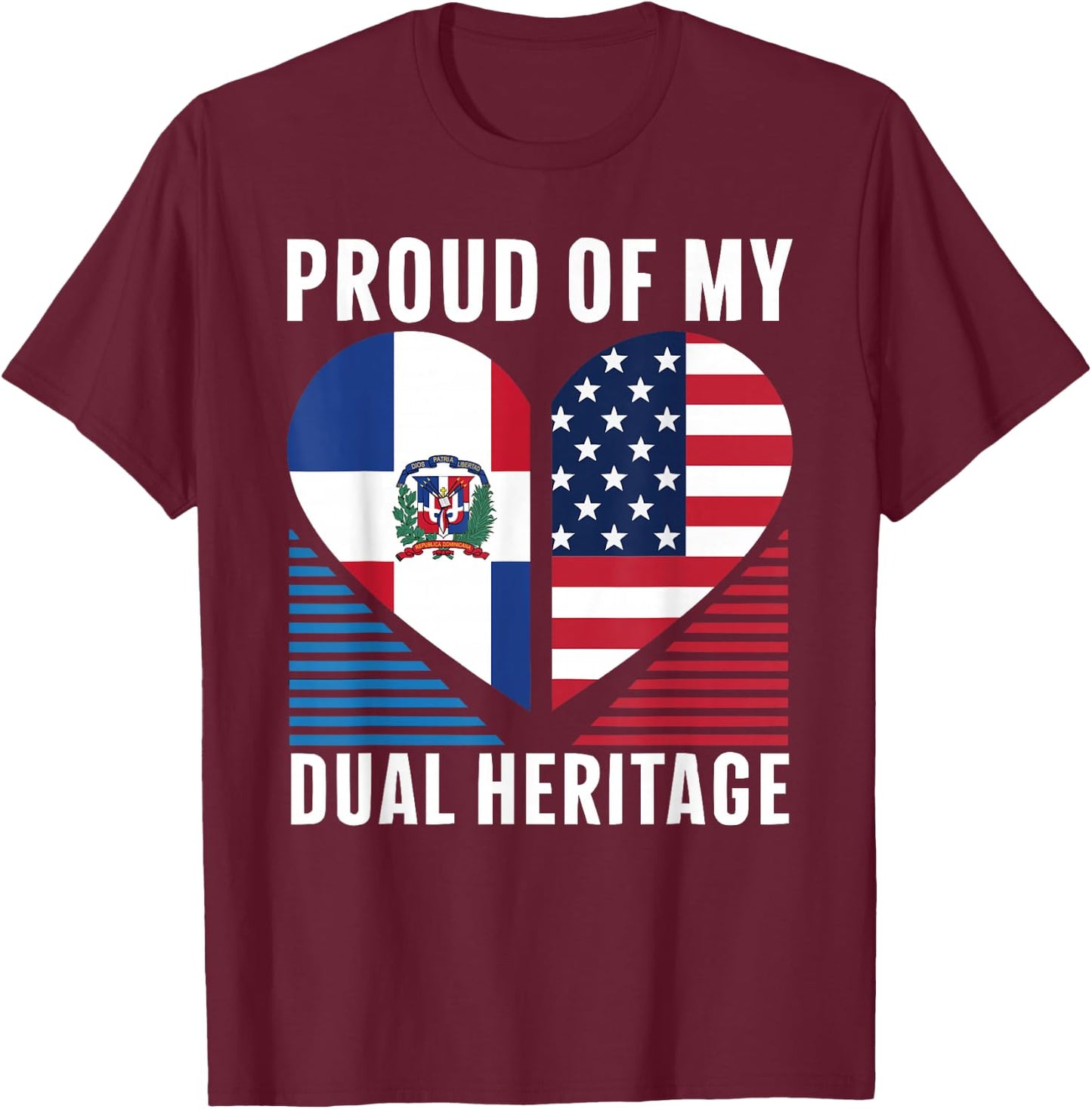 Half Dominican Half American USA Flag Dominican Republic T-Shirt - T-Shirt | Maroon