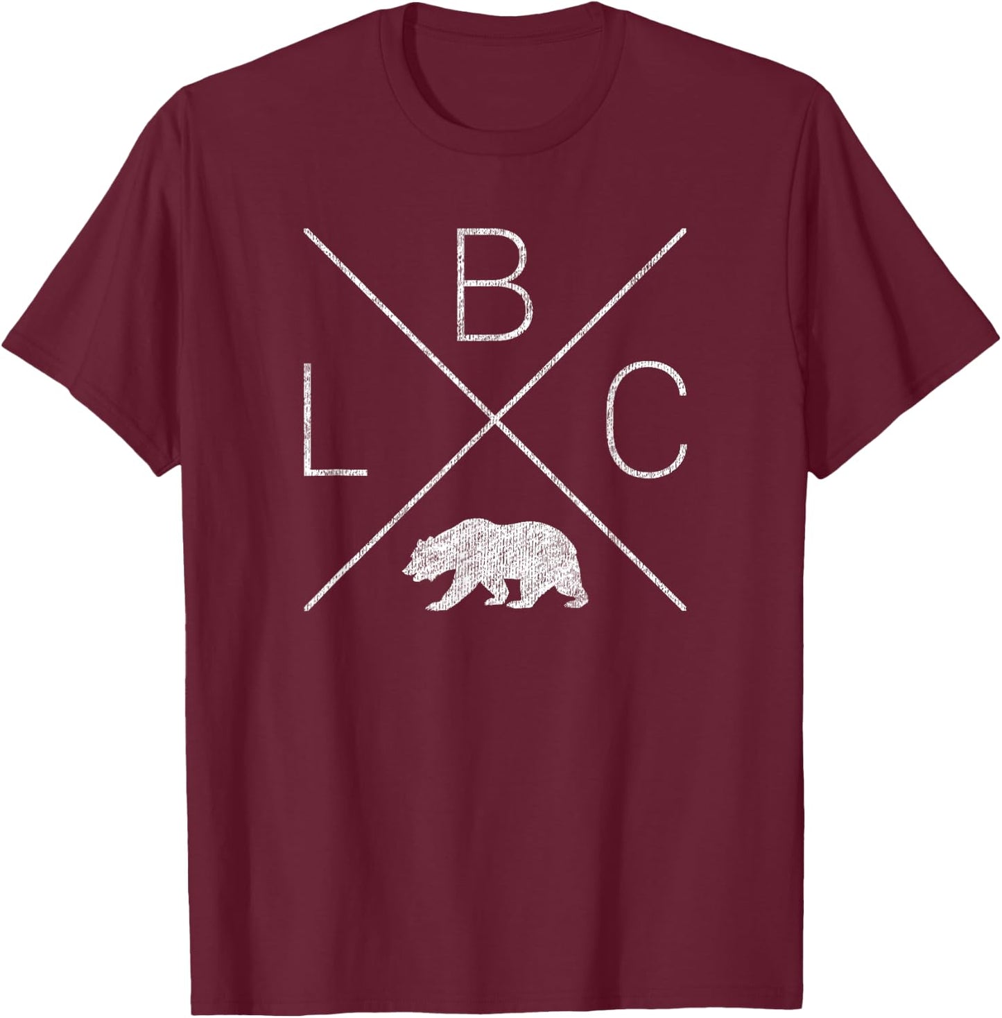 Long Beach California LBC Cross Design (distressed) T-Shirt - T-Shirt | Maroon