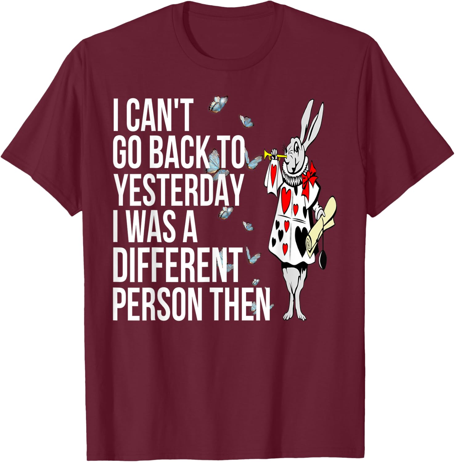 WHITE RABBIT Alice in Wonderland-Men Women Kids T Shirt T-Shirt - T-Shirt | Maroon