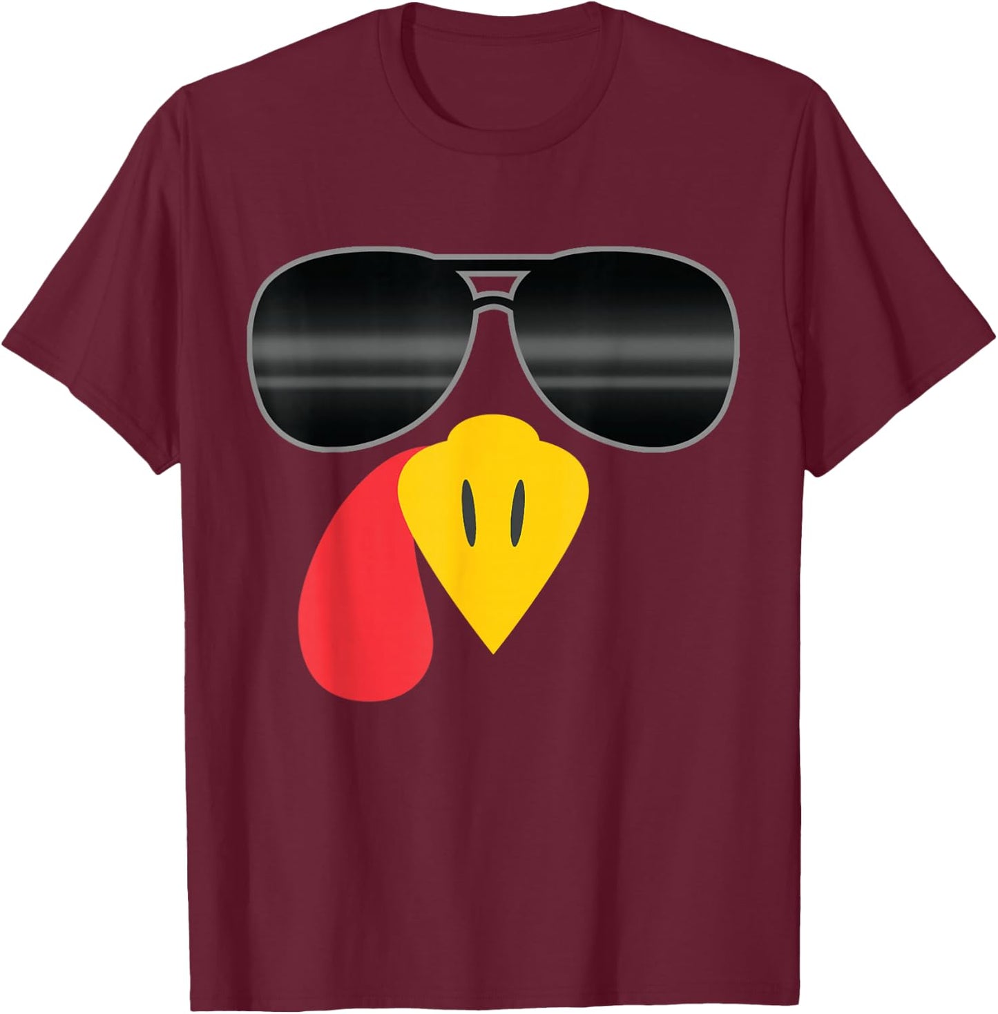 Turkey Face Sunglasses Thanksgiving T-Shirt - T-Shirt | Maroon
