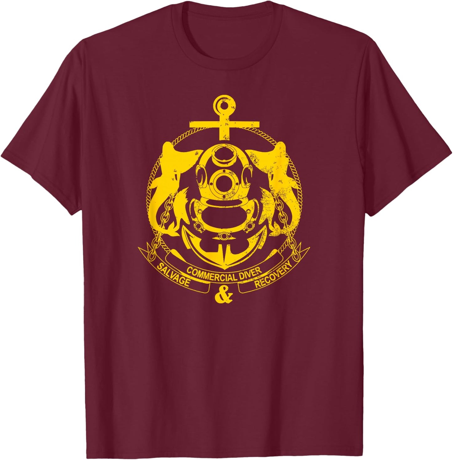 Commercial Diver Salvage Recovery T shirt T-Shirt - T-Shirt | Maroon