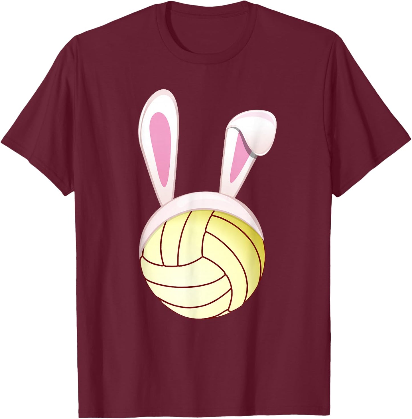 Volleyball Easter Bunny Ears Rabbit Spring Holiday Player T-Shirt - T-Shirt | Maroon