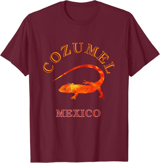 Beach Lizard Cozumel Mexico Vacation T-Shirt - T-Shirt | Maroon