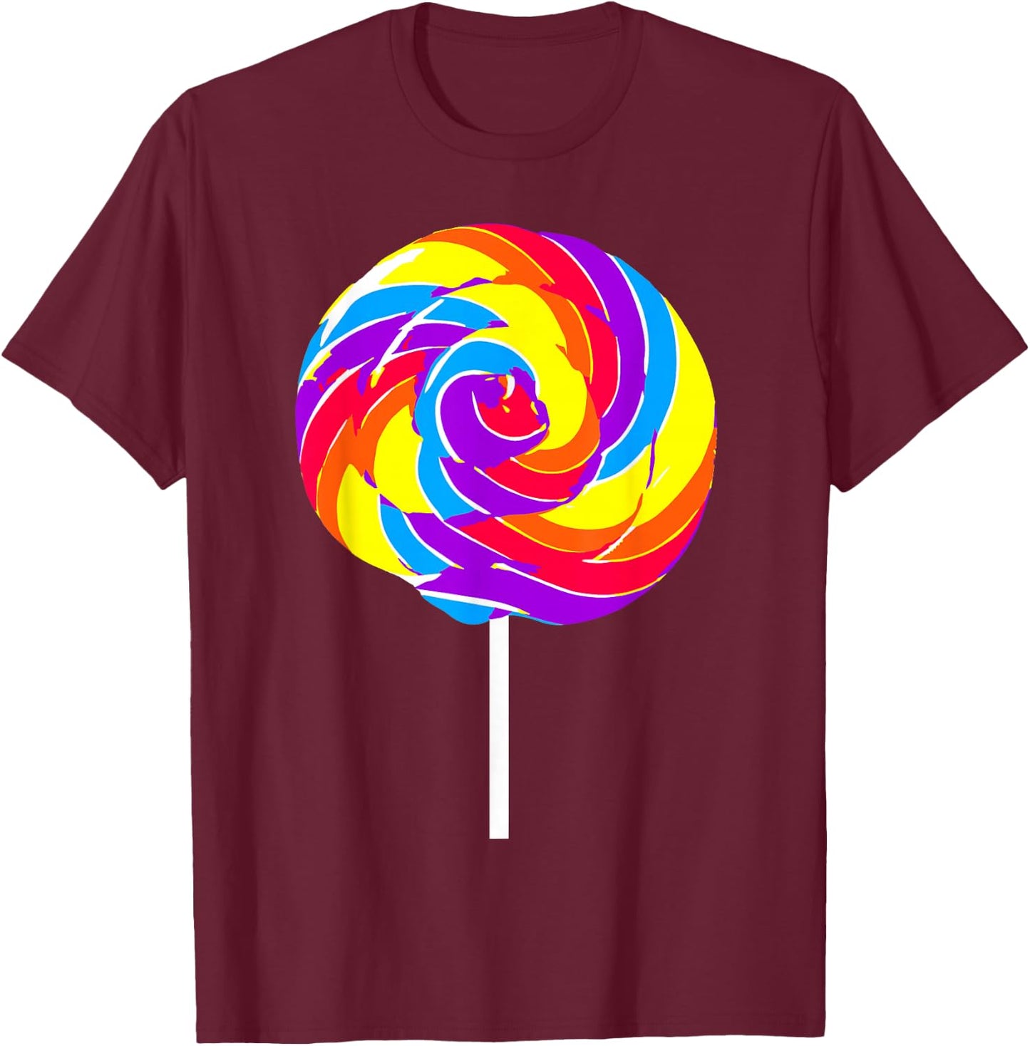 Lollipop Costume Halloween Rainbow Sucker Candy Birthday T-Shirt - T-Shirt | Maroon
