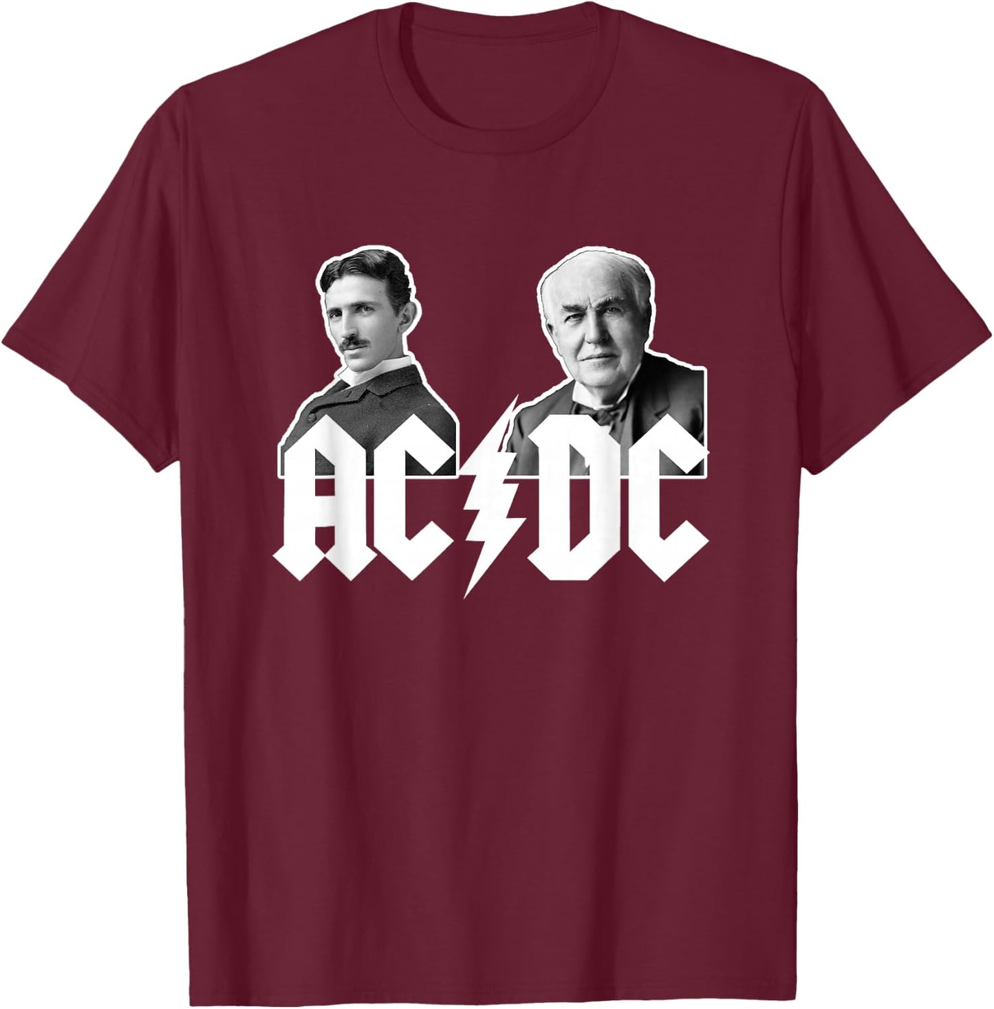 Alternating vs Direct Current: Nikola vs Edison T-Shirt - T-Shirt | Maroon