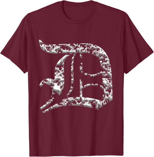 Distressed 3D Old English D for Detroit T-Shirt - T-Shirt | Maroon