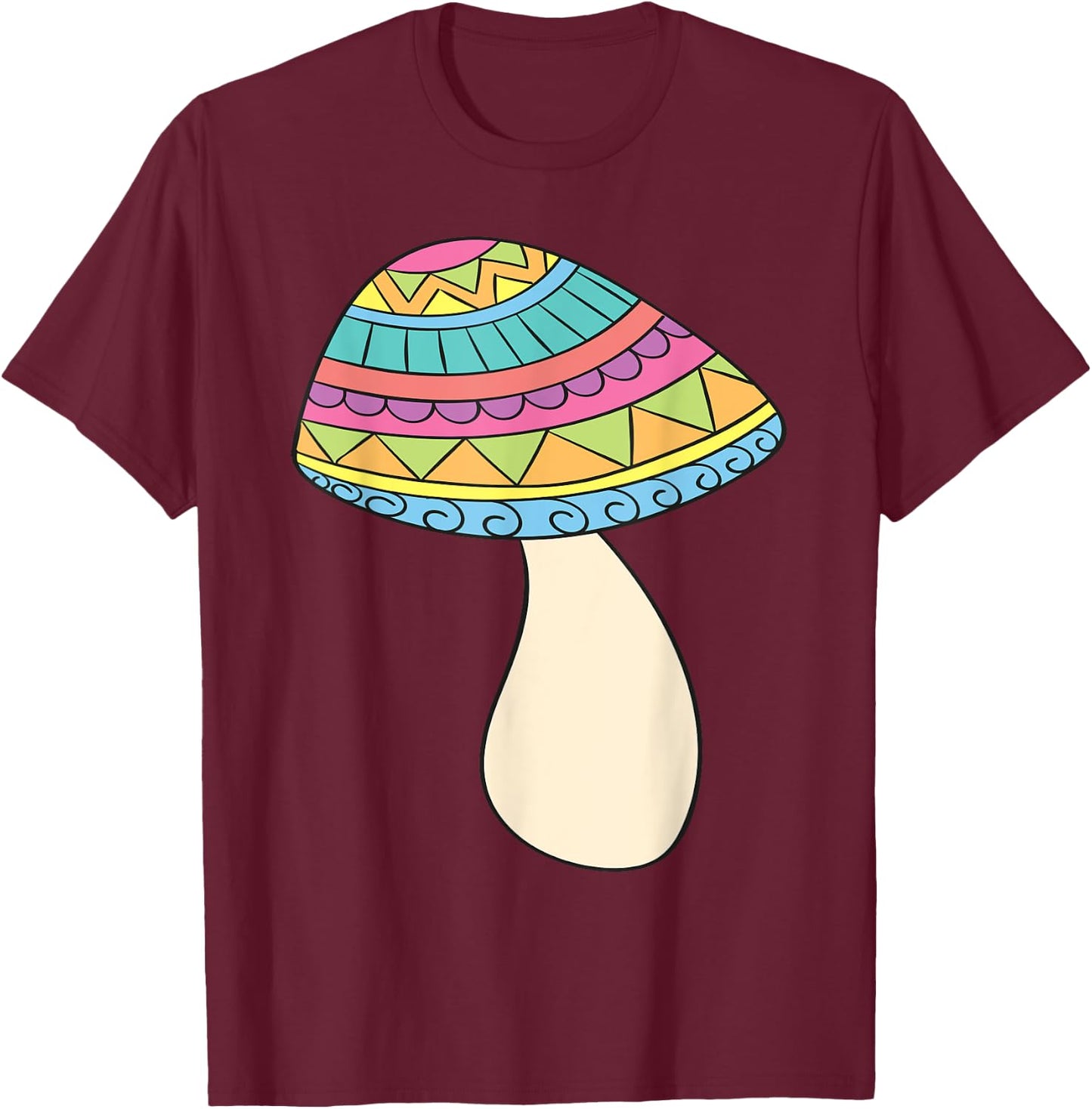PSYCHEDELIC MUSHROOM Trippy Fungi Rainbow Shirt T-Shirt - T-Shirt | Maroon