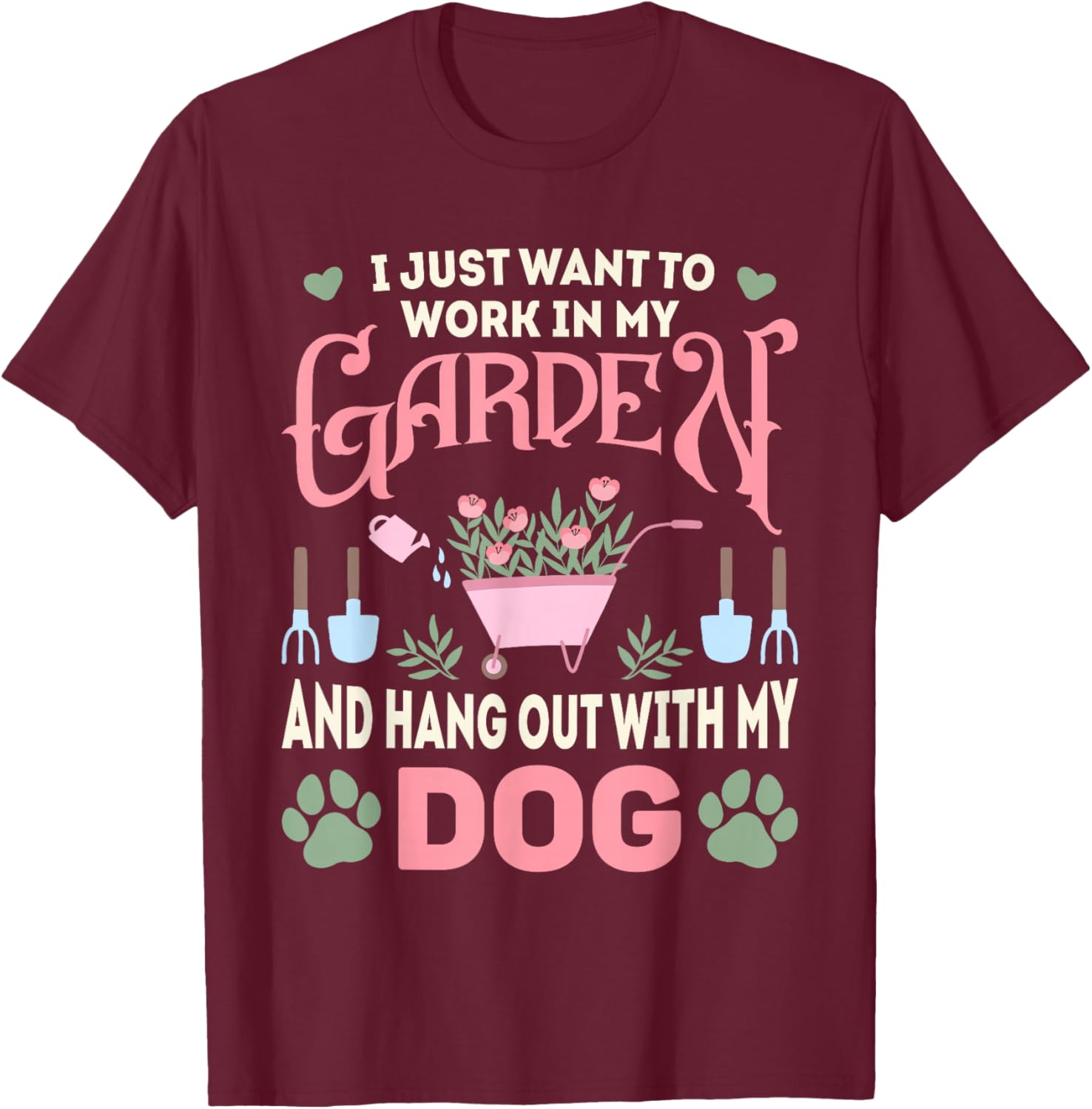 Plant Lover Dog Pet Lover Gardening Men Women Funny Gardener T-Shirt - T-Shirt | Maroon