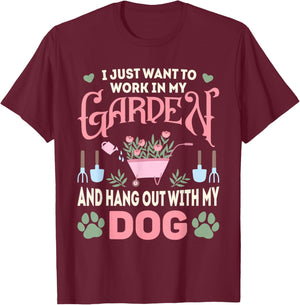 Plant Lover Dog Pet Lover Gardening Men Women Funny Gardener T-Shirt - T-Shirt | Maroon