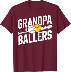 Grandpa of Ballers Sports Enthusiast T-Shirt - T-Shirt | Maroon