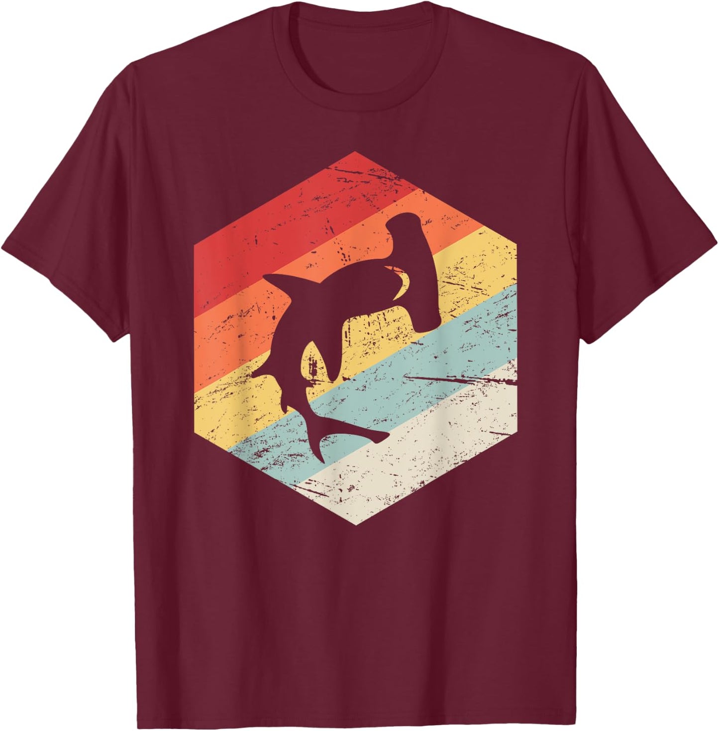 Retro Hammerhead Shark T-Shirt - T-Shirt | Maroon