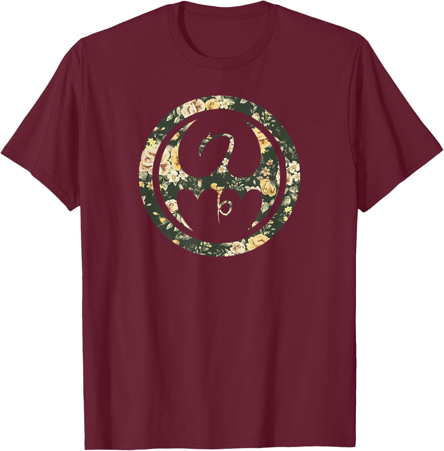 Marvel Iron Fist Retro Dragon Logo Floral Hawaiian T-Shirt - T-Shirt | Maroon