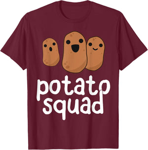 Potato Squad - Funny Potato Shirt, Potatoes Vegetarian Gift T-Shirt - T-Shirt | Maroon