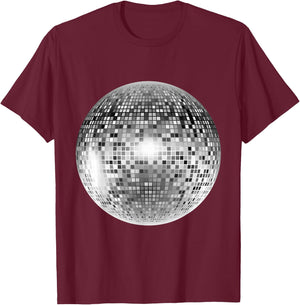 Vintage Retro Disco Ball Retro 1980s DJ T-Shirt - T-Shirt | Maroon
