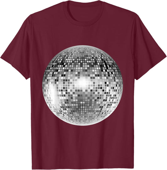 Vintage Retro Disco Ball Retro 1980s DJ T-Shirt - T-Shirt | Maroon