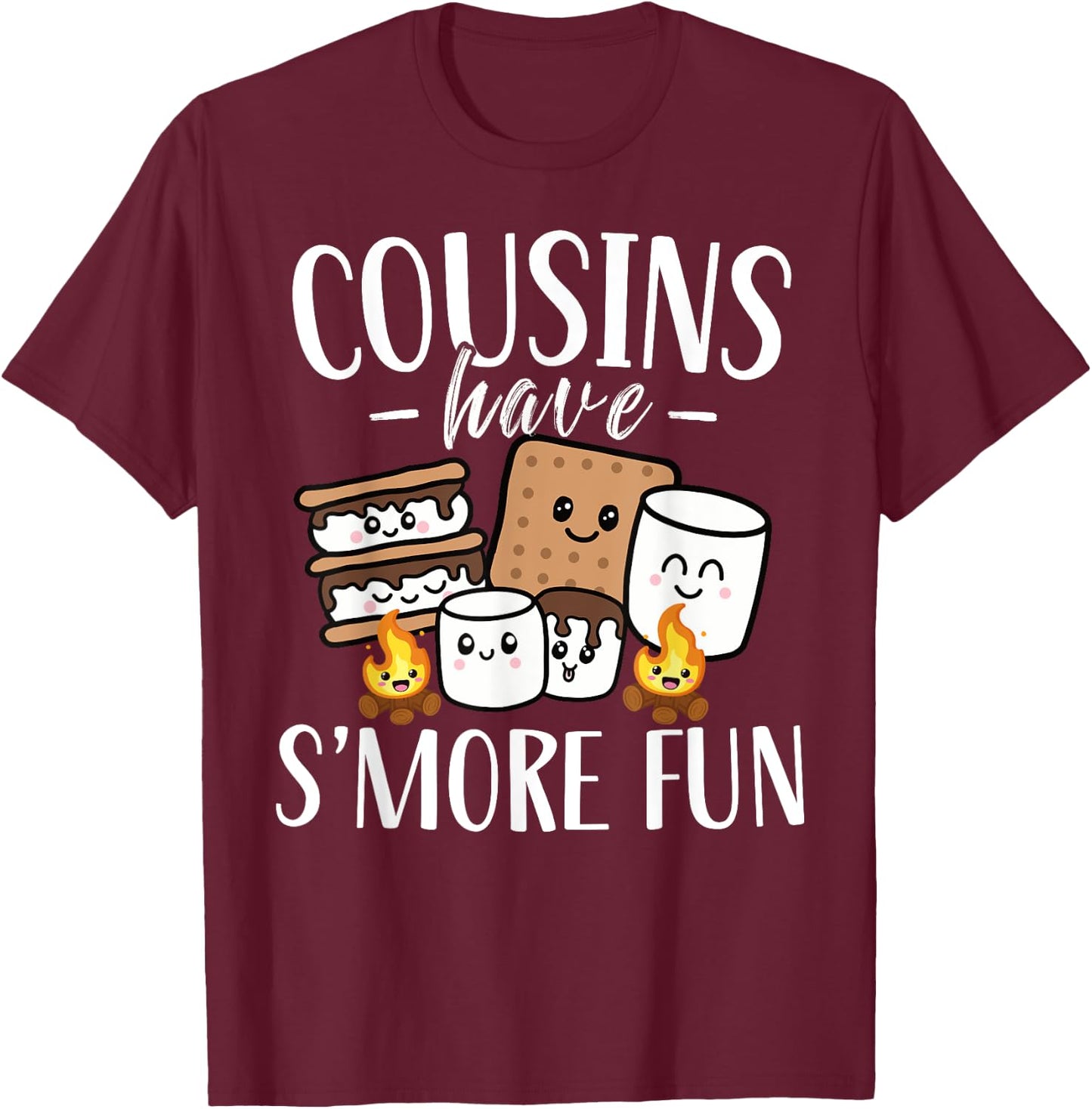 Cousins Have Smore Fun Funny Kawaii Smores Camping kids T-Shirt - T-Shirt | Maroon