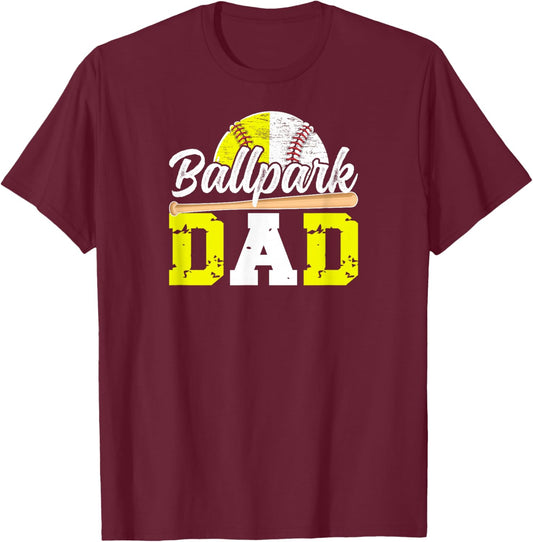 Ballpark Dad Baseball Softball Dad of Ballers T-Shirt - T-Shirt | Maroon