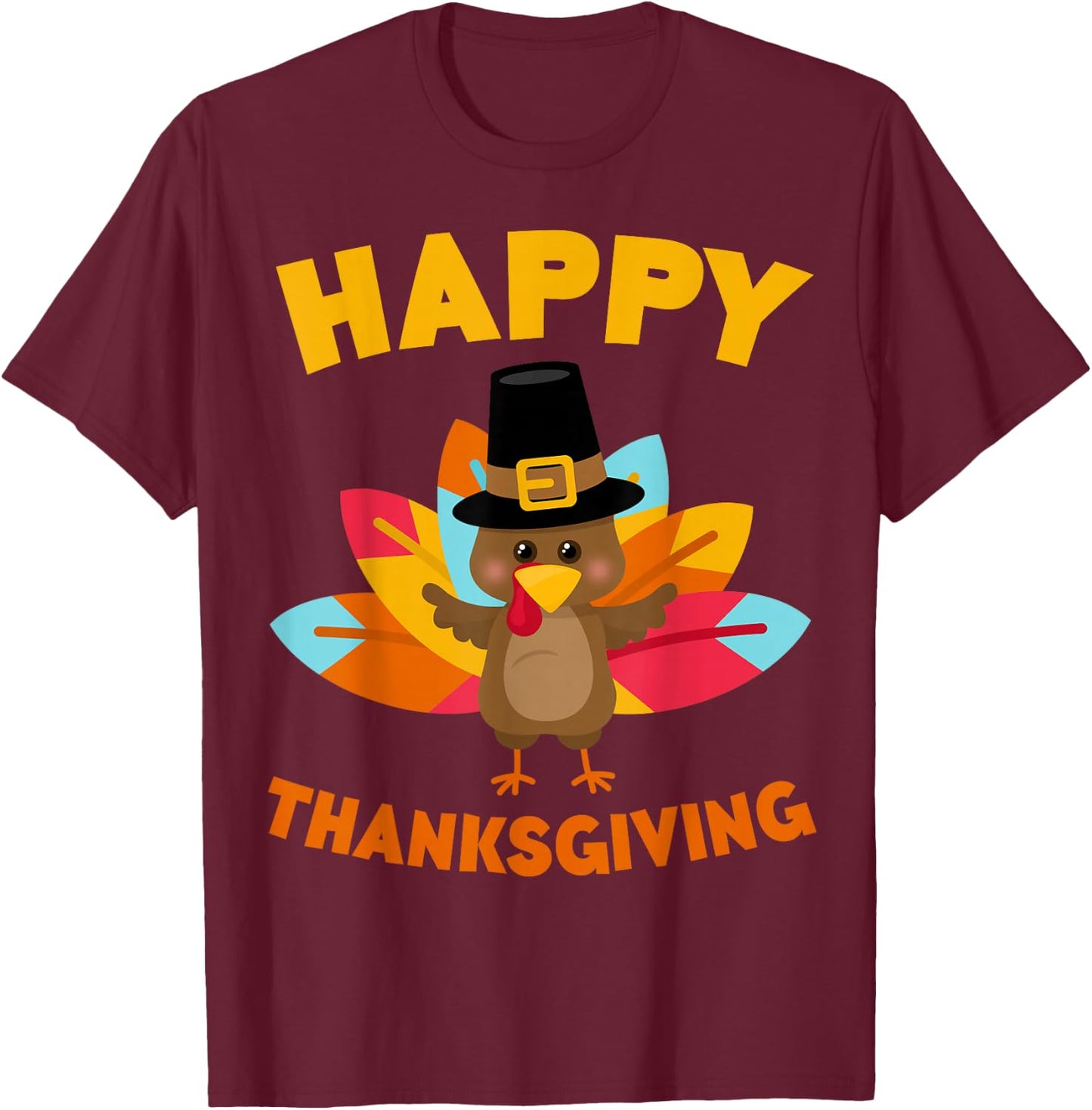 Happy Thanksgiving Shirt Adult Kids Thanksgiving Day T-Shirt - T-Shirt | Maroon