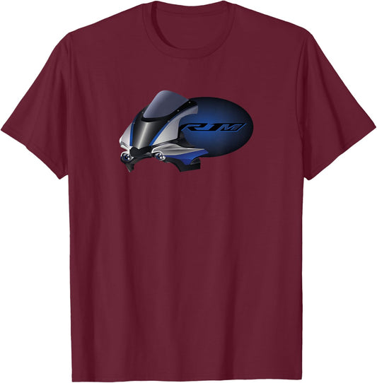 Yamah R1 YFZ R1M Adult Motorcycle Themed , Black, Small, Short Sleeve, Pull On, Cotton 60% Polyester 40% T-Shirt - T-Shirt | Maroon