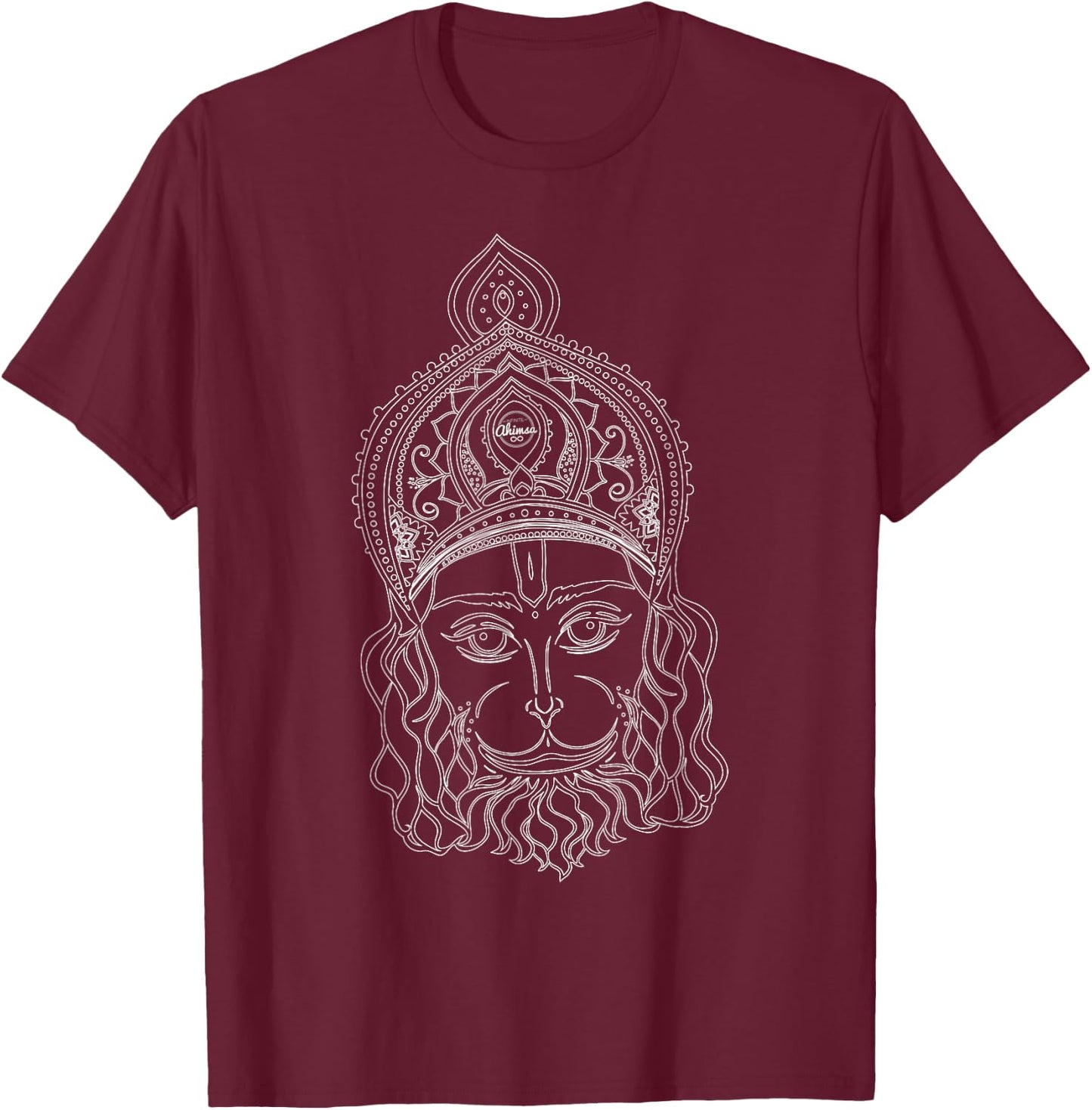 "Sacred Visage" – Lord Hanuman's Divine Portrait T-Shirt - T-Shirt | Maroon