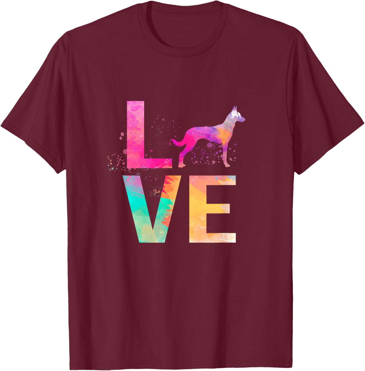 Colorful Belgian Malinois Dog Mom Gifts Belgian Malinois T-Shirt - T-Shirt | Maroon