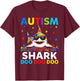 Funny Autism Shark Puzzle Awareness Day Cute For Boys Girls T-Shirt - T-Shirt | Maroon