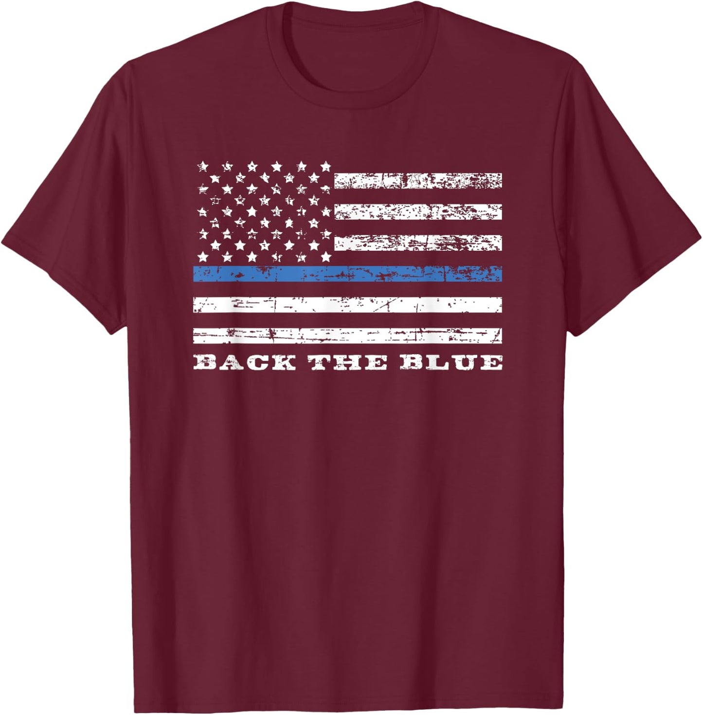 Back the Blue Thin Blue Line American Flag Police Support Men T-Shirt - T-Shirt | Maroon