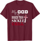 Sickle Cell Awareness Shirt Anemia Support God Bigger T-Shirt - T-Shirt | Maroon