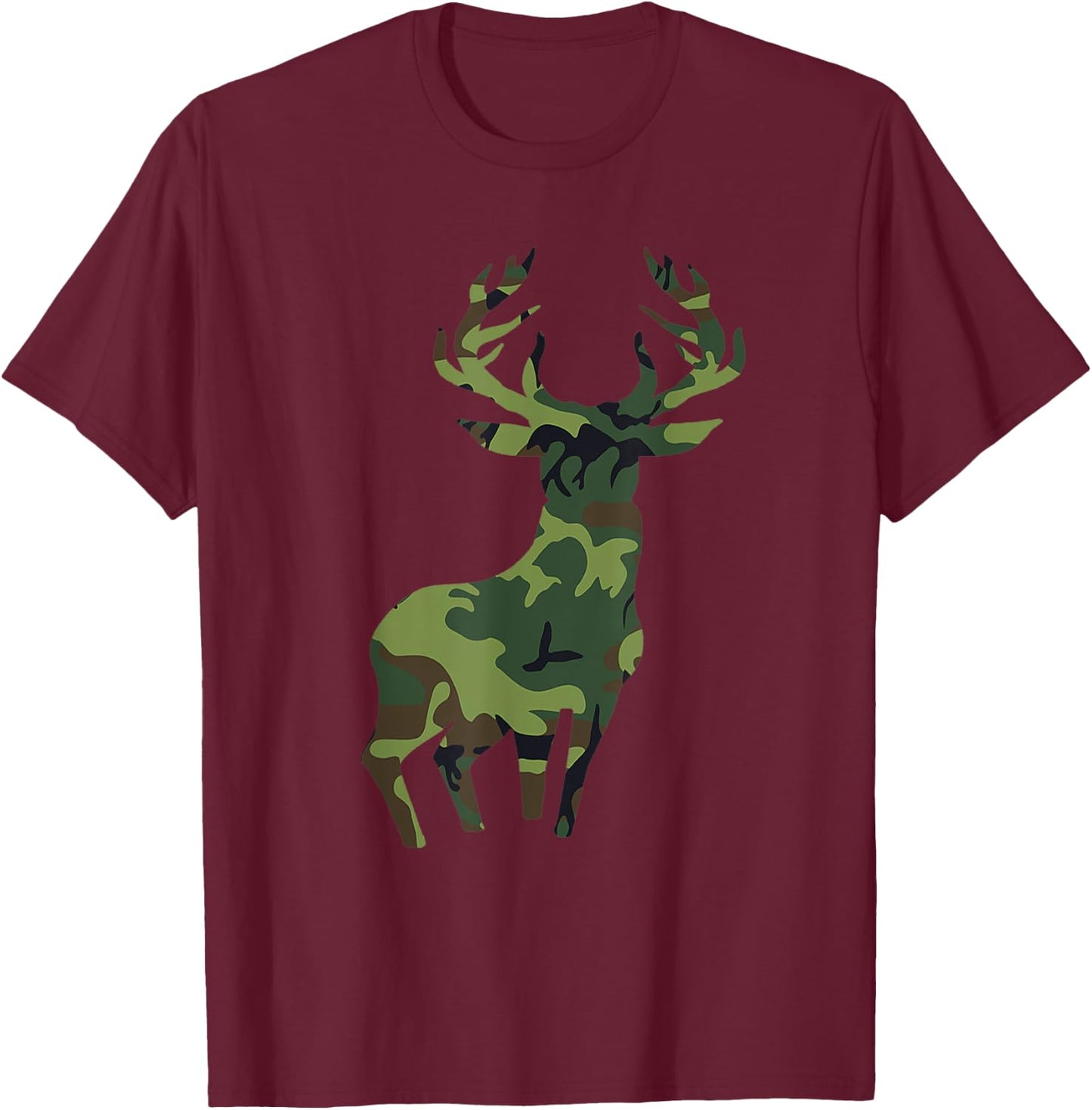 Camouflage Deer Wild Animal Hunter Hunting Season Camo Hunting T-Shirt - T-Shirt | Maroon
