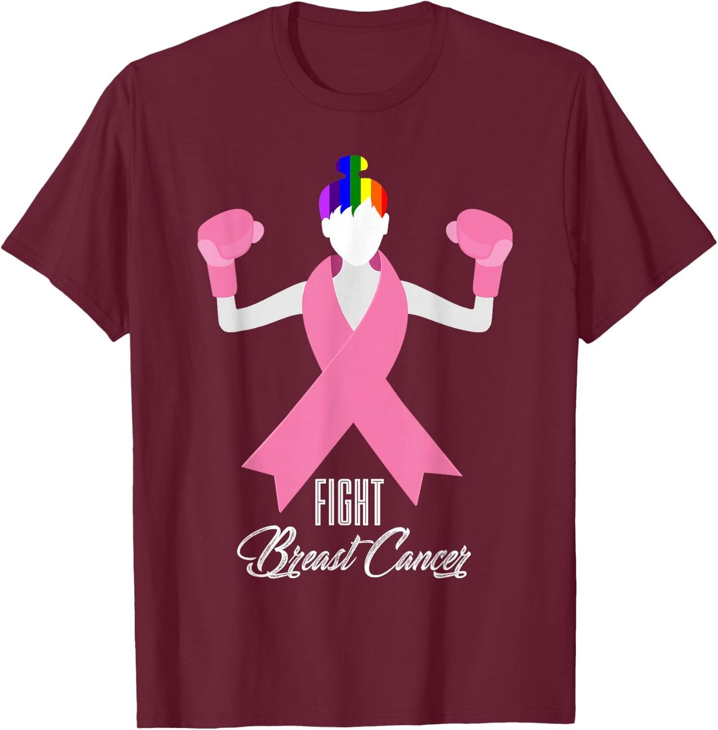 LBGT Fight Breast Cancer | Gay Cancer T-Shirt - T-Shirt | Maroon