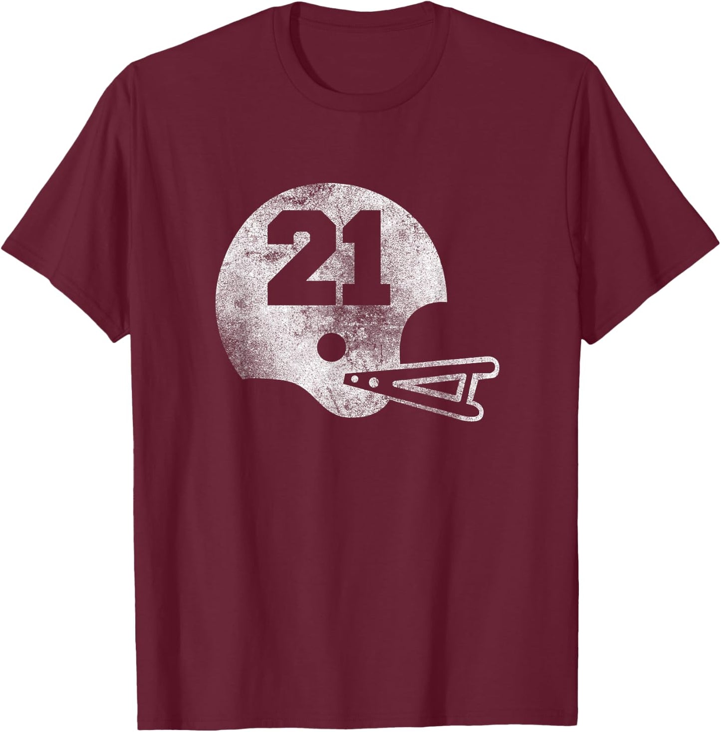 Vintage Football Jersey Number 21 Player Number T-Shirt - T-Shirt | Maroon