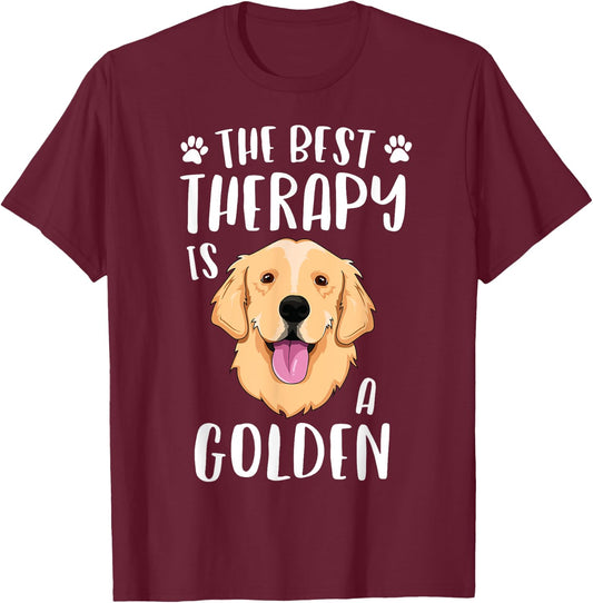 The Best Therapy Is A Golden Retriever Women Dog T-Shirt - T-Shirt | Maroon