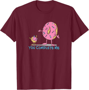 Funny You Complete Me Pink Sprinkled Donut Hole T-Shirt - T-Shirt | Maroon