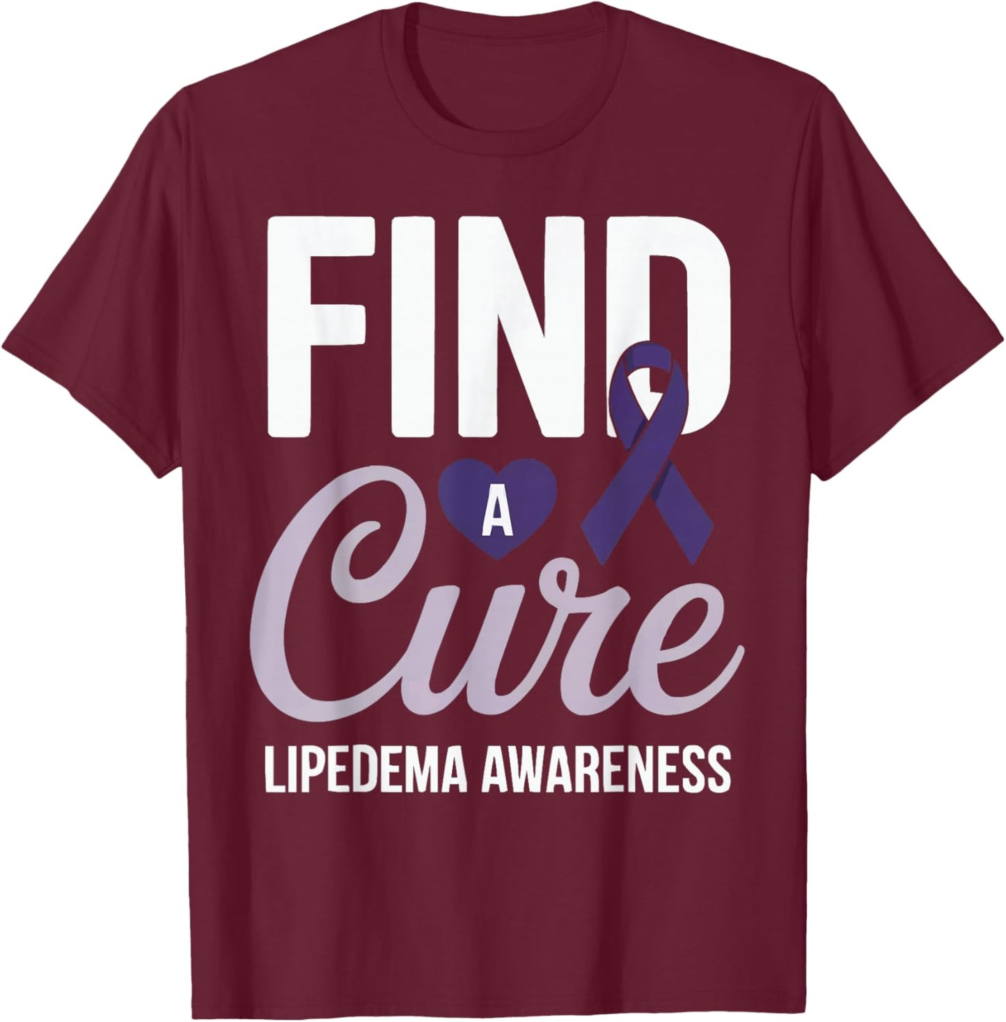 Lipedema Awareness Purple Ribbon Lipedema Warrior T-Shirt - T-Shirt | Maroon