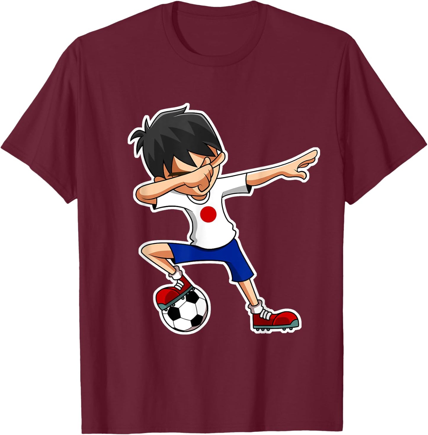 Dabbing Soccer Boy Japan Shirt, Japanese Flag Jersey T-Shirt - T-Shirt | Maroon