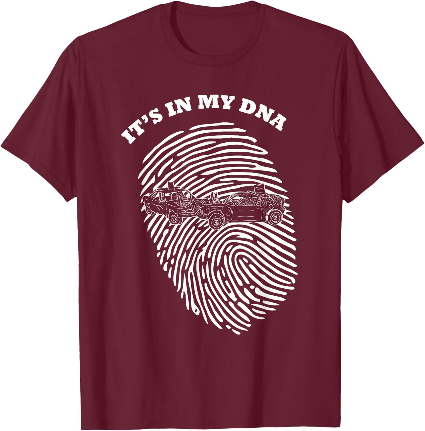 It's In My DNA Demolition Derby Racer Fingerprint Fans Retro T-Shirt - T-Shirt | Maroon