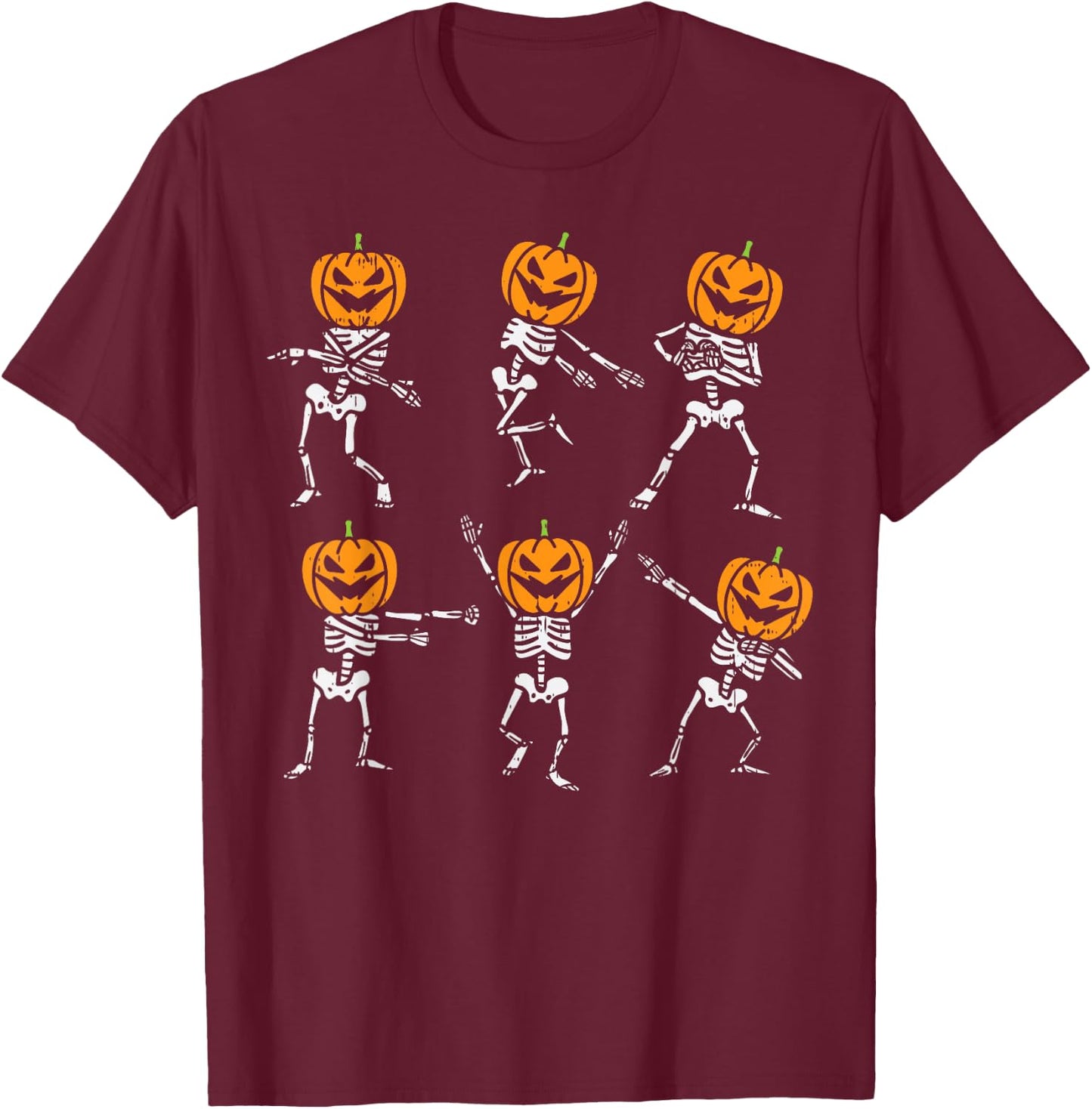 Dancing Pumpkin Skeletons Dab Yeet Floss Halloween Kids Boys T-Shirt - T-Shirt | Maroon