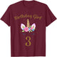 3rd Birthday Girl Unicorn Shirt Third Birthday Outfit T-Shirt - T-Shirt | Maroon