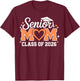Senior Mom Class 2026 Heart Son Daughter Orange Graduation T-Shirt - T-Shirt | Maroon