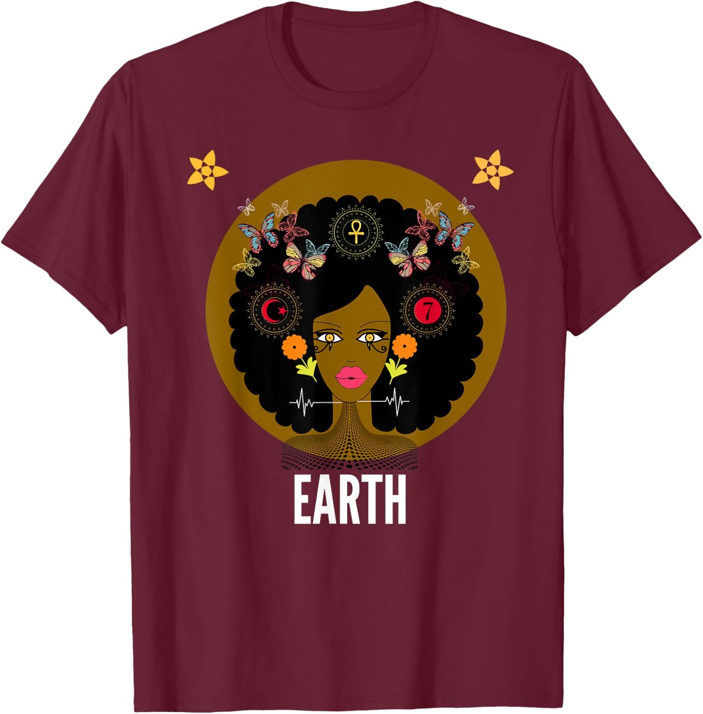 Earth - Black Woman Mother Earth T-Shirt - T-Shirt | Maroon