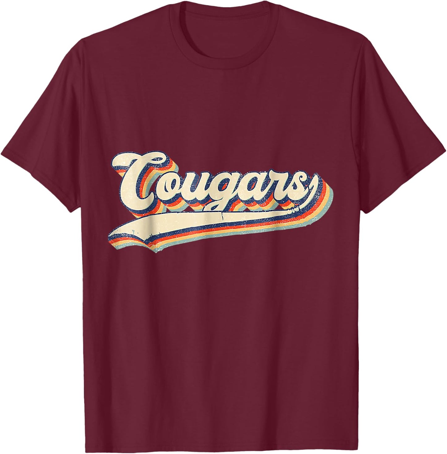 Cougars Sports Name Vintage Women Boys Girls T-Shirt - T-Shirt | Maroon