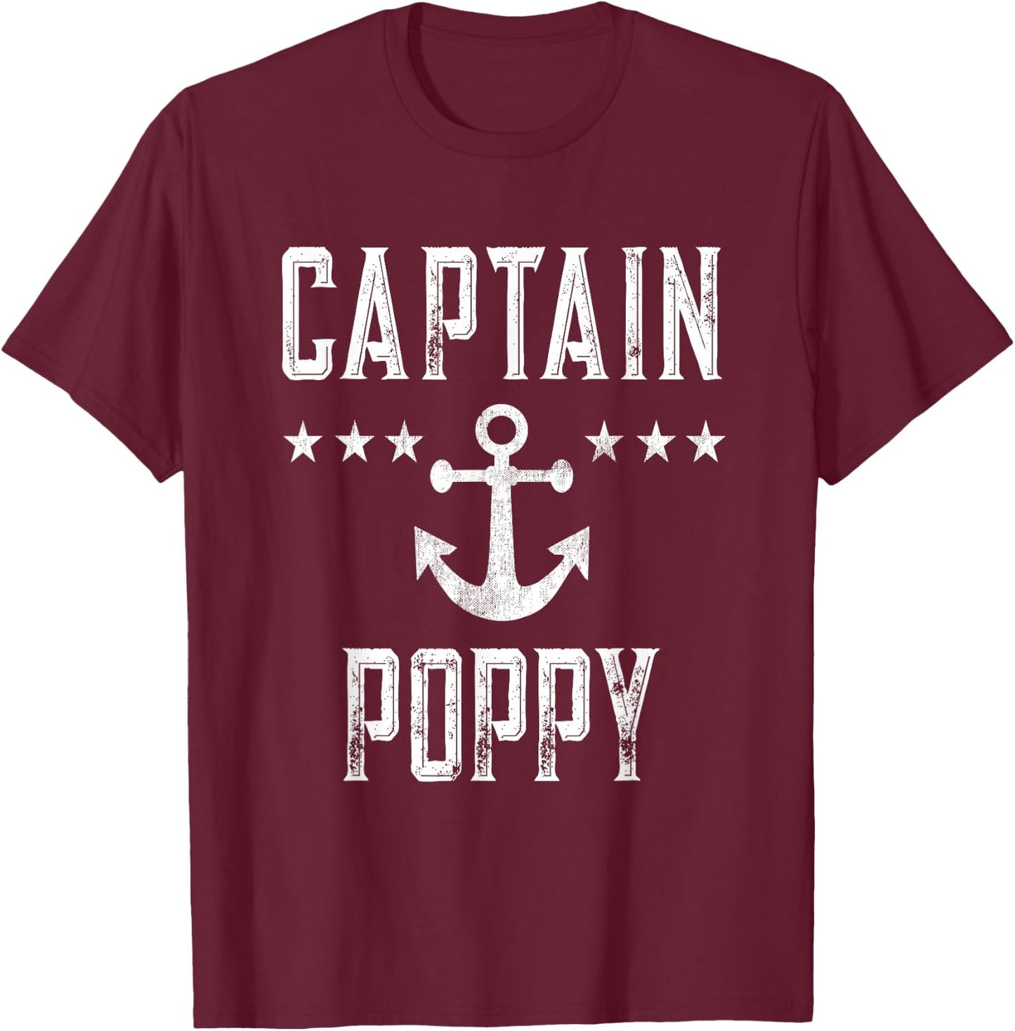 Vintage Captain Poppy - Personalized Family Cruise Boating T-Shirt - T-Shirt | Maroon